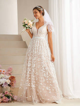 V-Neck Lace Floral Embroidery Dress